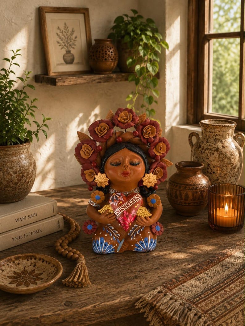 Pachamama-skulptur - Handgjord i Metepec Moder Jord-lerafigur, Spirituell folkkonst 17