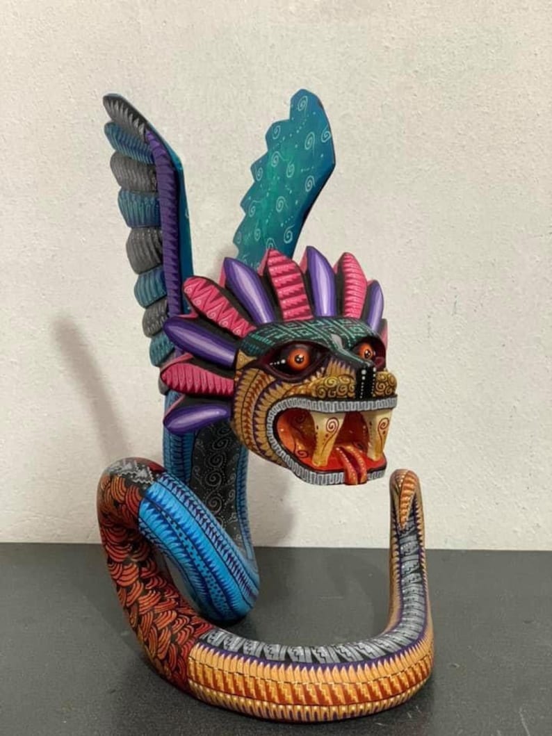 Quetzalcoatl Figure Mexican Folk Art Alebrije Sculpture Etsy