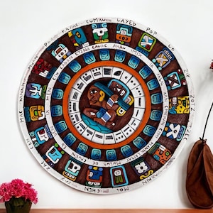 Arte Maya Prehispánico, Calendario Maya, Pintura Mexicana, Talla en Madera, Artesanal PEDIR PERSONALIZAR