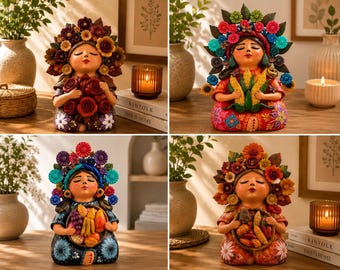 Pachamama handgjord Metepec-skulptur - Mexikansk Moder Jord-konst, lerfigur, andlig folkkonst, heminredning