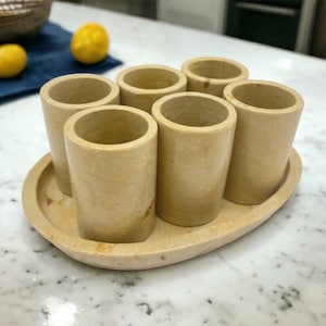 Luxury tequila shot glass, Onyx stone Mexican shot glasses, Unique shot glasses, Stone tequila set, 7 pieces