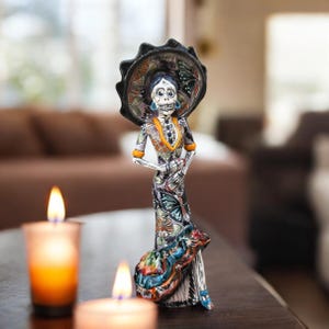 Catrina Handmade Talavera Day of the Dead  Colorful Ceramic Folk Art from Puebla, Mexico Día de los Muertos Skeleton Figurine Wedding Gift