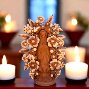 Virgin Mary Handmade Clay Piece  Virgen de Guadalupe  Mexican Decoration  Mary Virgin Sculpture  Metepec Estado de México Virgencita