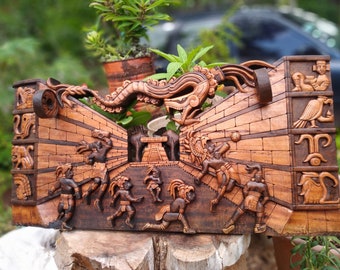 Prehispanic Mayan wall decor, Mexican painting, Quetzalcoatl, Prehispanic, Wood carving, Handcrafted ASK FOR CUSTOMIZE