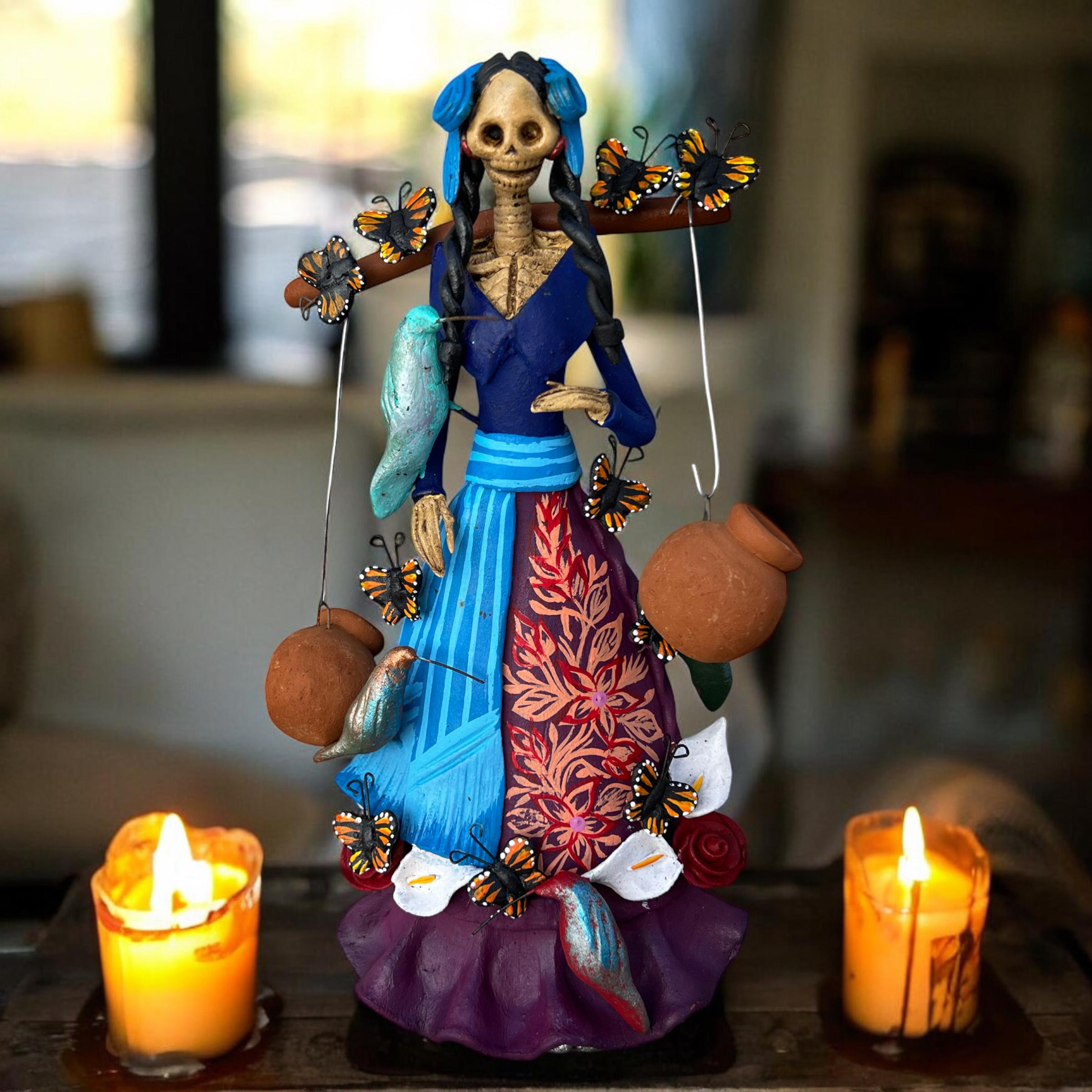 10.5” Catrina, Frida Kahlo Doll, Day of the dead, Human skeleton, Mexican decorations, Sugar skull