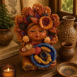 Pachamama-skulptur - Handgjord i Metepec Moder Jord-lerafigur, Spirituell folkkonst 05