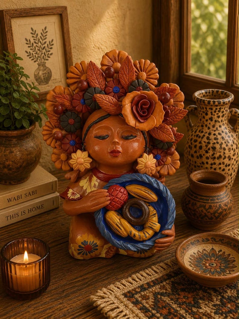 Pachamama-skulptur - Handgjord i Metepec Moder Jord-lerafigur, Spirituell folkkonst 05