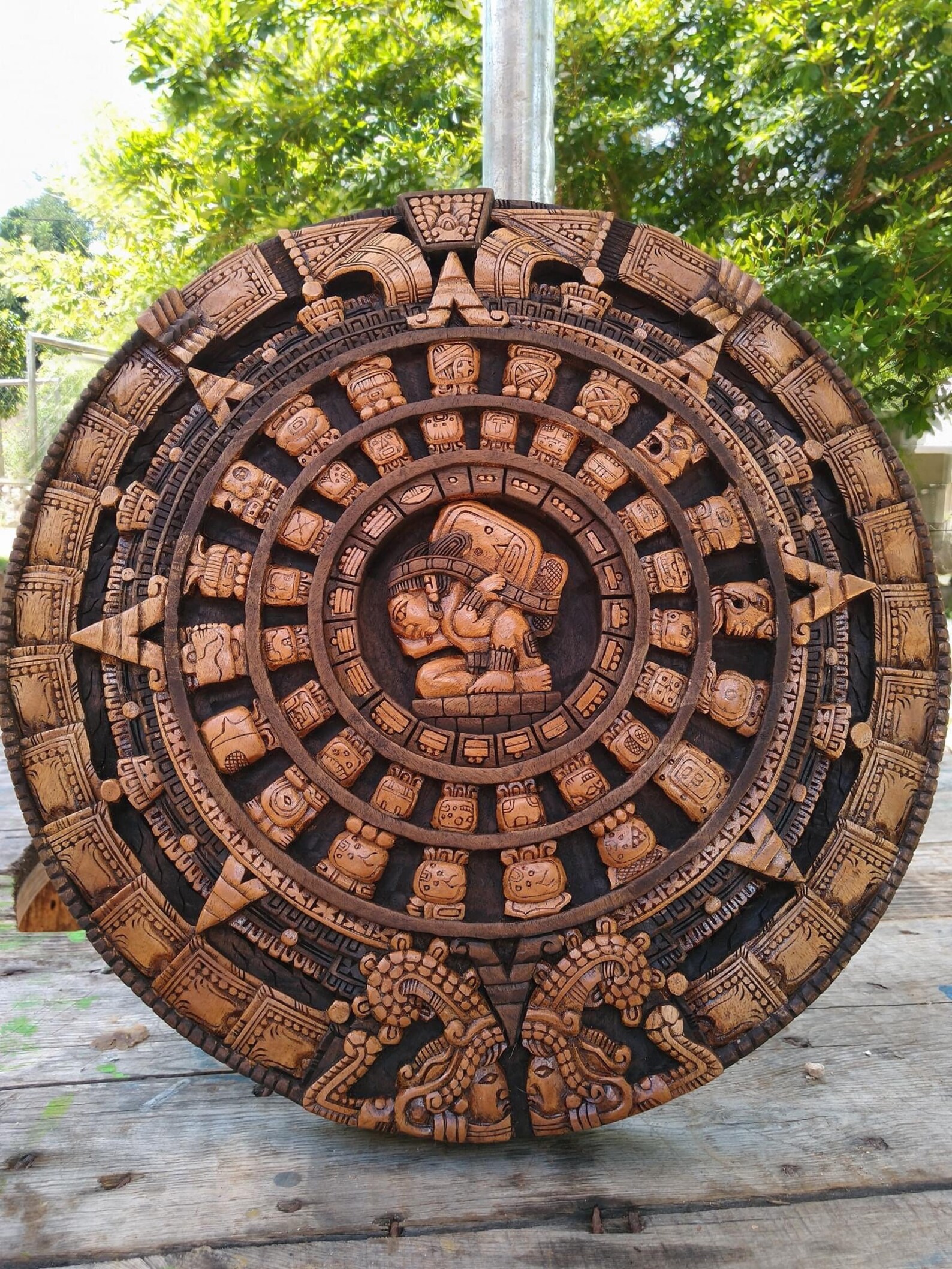Prehispanic Mayan Art Mayan Calendar Mexican Painting Wood Etsy