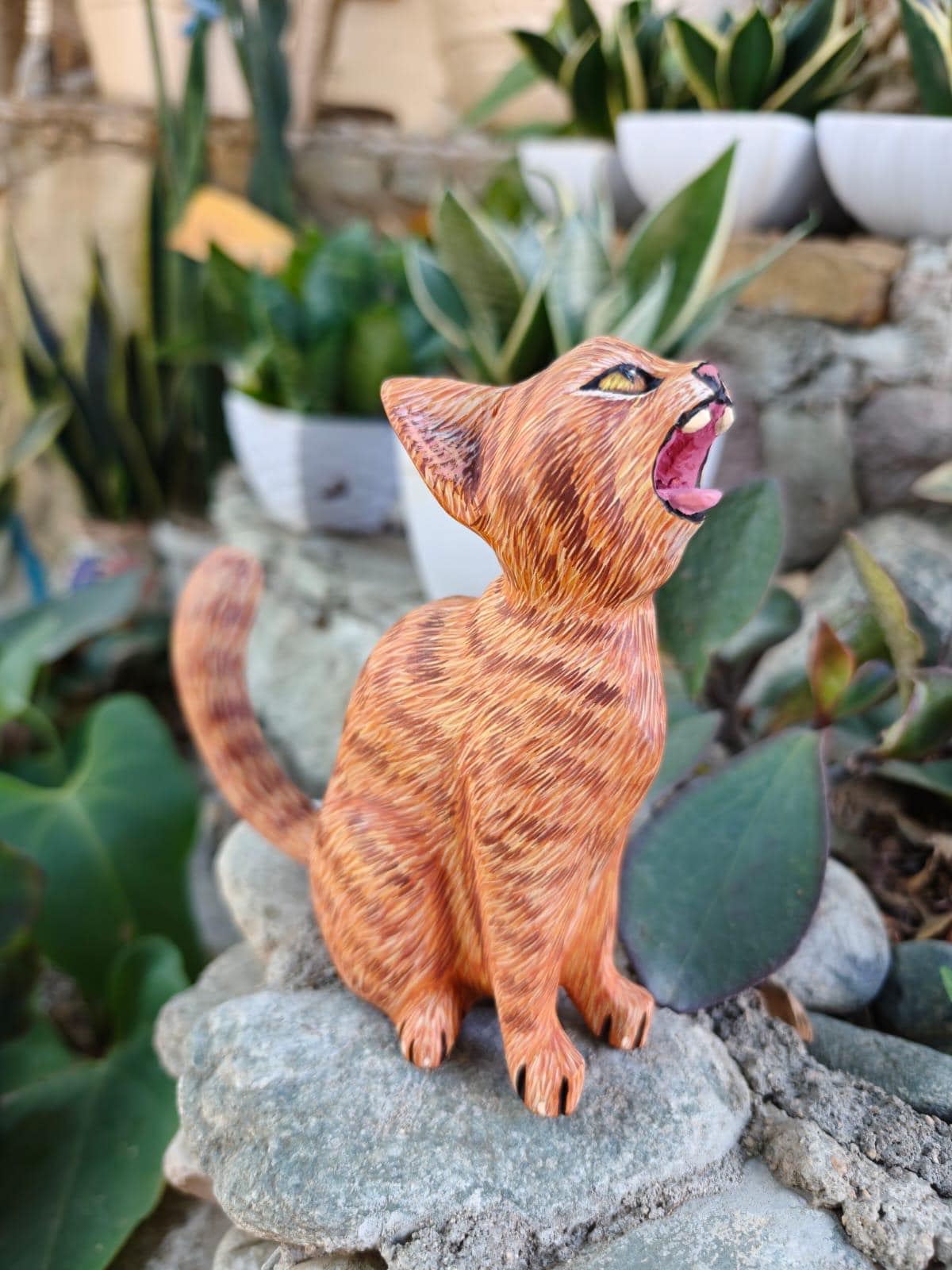 Cat Statue Mexican Folk Art Alebrije Sculpture, Wooden as Mexican