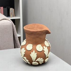 Embroidered Clay Vase From Oaxaca México Home Decor Handcrafted Jarron Barro Bordado Oaxaca Handmade Unique Designs From Artisans