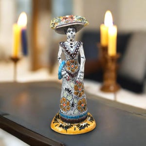 Catrina Handmade Talavera Day of the Dead  Colorful Ceramic Folk Art from Puebla, Mexico Día de los Muertos Skeleton Figurine Wedding Gift