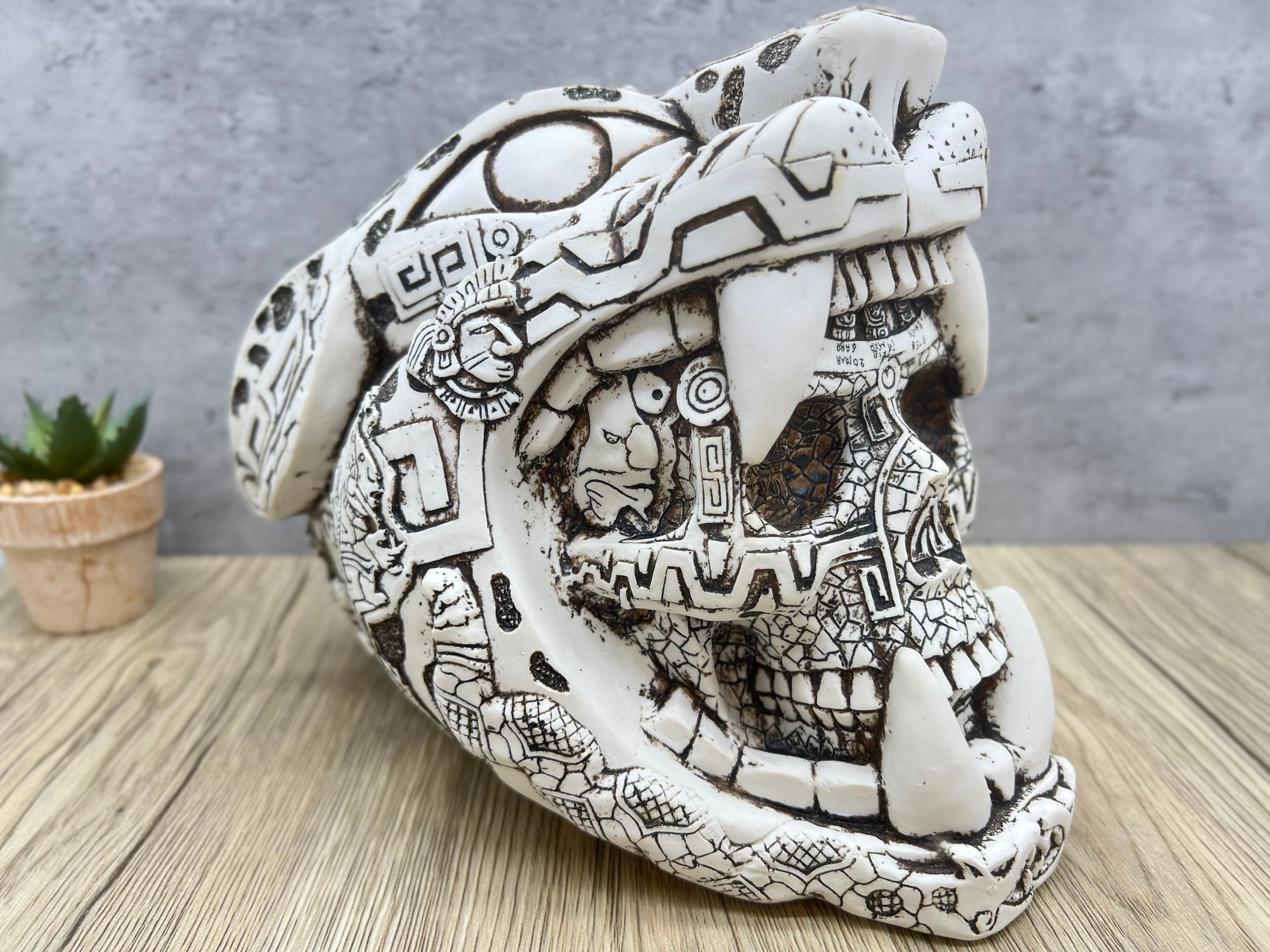 Jaguar Warrior Skull, Chichen Mexican Decoration, Skeleton