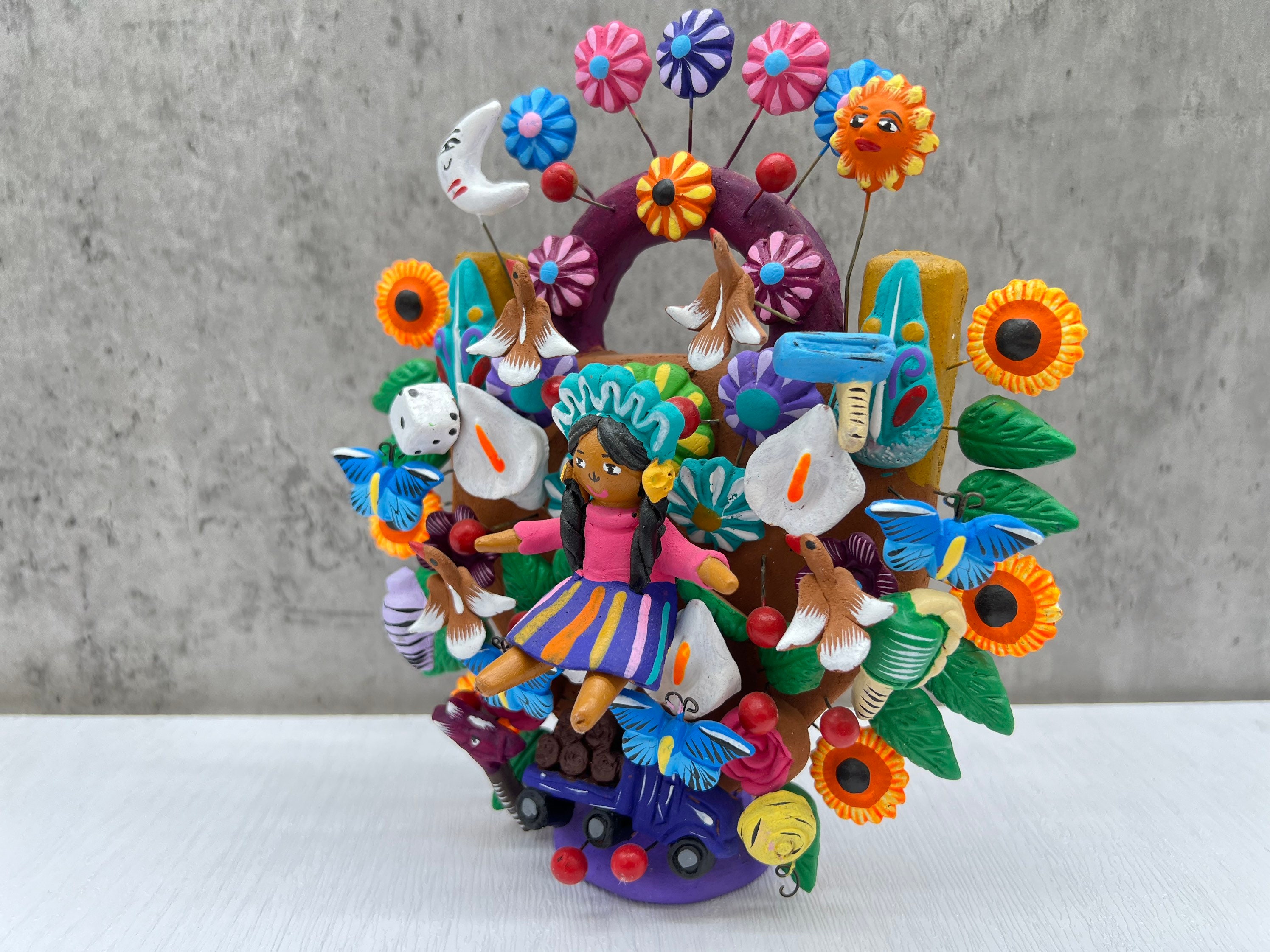 うっとりする色使い♡1970sメキシコ♡生命の樹♡キャンドルホルダー♡燭台♡ うっとりする色使い♡1970sメキシコ♡生命の樹♡キャンドルホルダー♡燭台