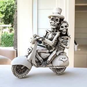 Motorcycle Couple Catrina, Day of the Dead, Human Skeleton