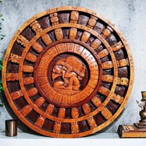 Arte Maya Prehispánico, Calendario Maya, Pintura Mexicana, Talla en Madera, Artesanal PEDIR PERSONALIZAR