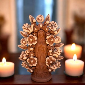 Virgin Mary Handmade Clay Piece  Virgen de Guadalupe  Mexican Decoration  Mary Virgin Sculpture  Metepec Estado de México Virgencita