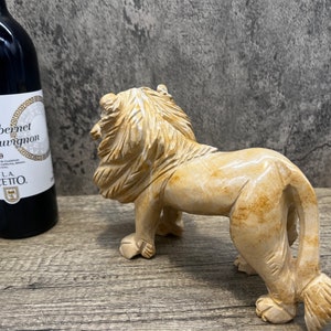 Lion figurine, Marble sculpture, Carved lion, Lion sculpture, carved stone animal image 4