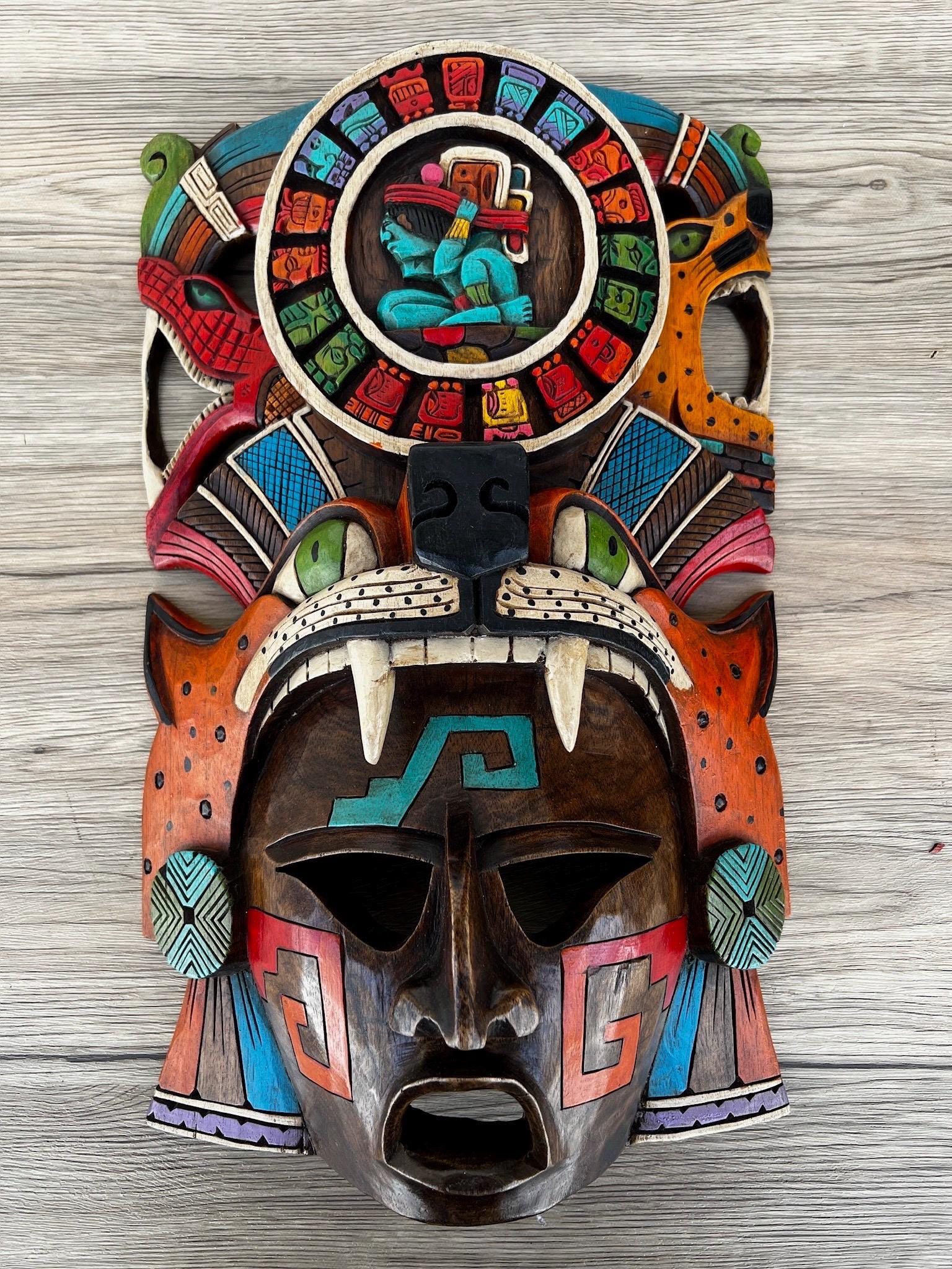 Prehispanic Wooden Mask, Mayan Culture, Made by Mayan Artisans