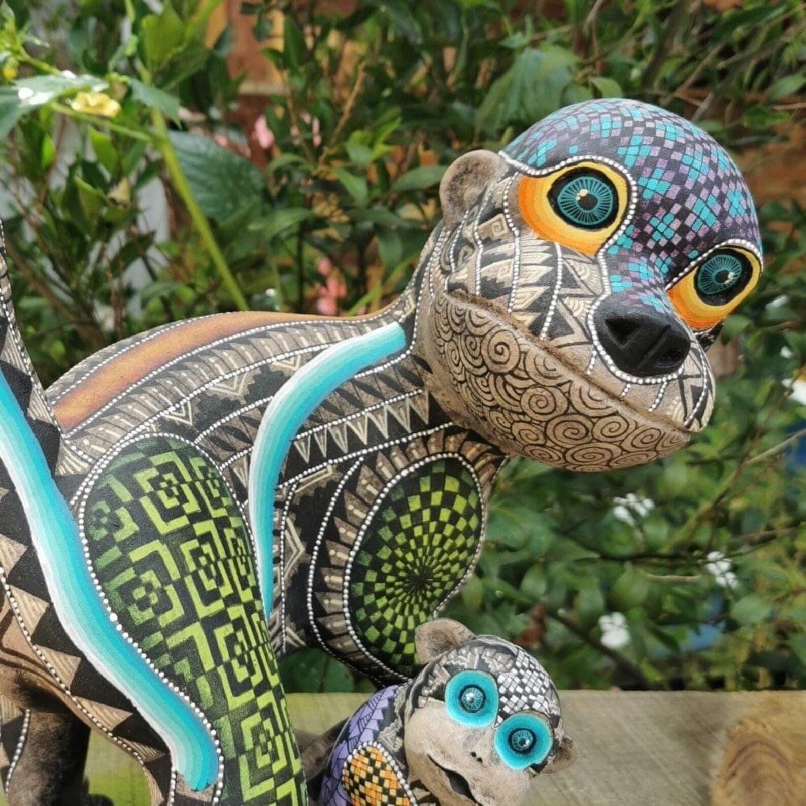 Monkey statue Mexican Folk Art Alebrije Sculpture Wooden As Etsy