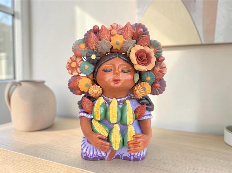 Pachamama-skulptur - Handgjord i Metepec Moder Jord-lerafigur, Spirituell folkkonst 03