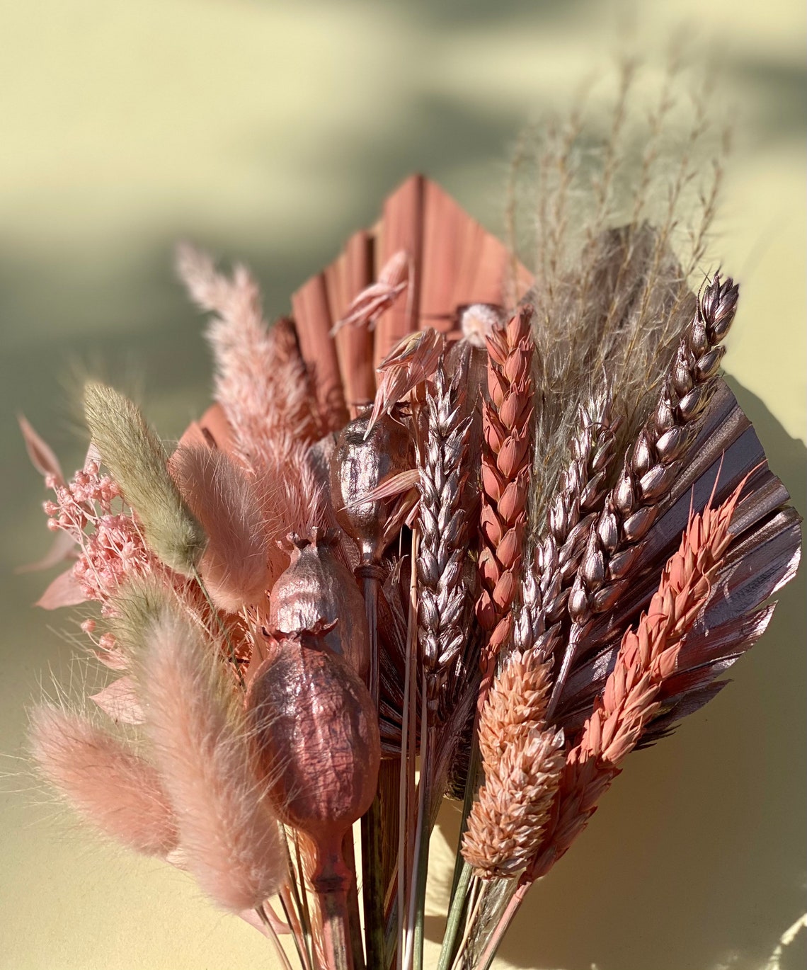 Cake Topper Dried Flowers Rose Gold and Coral Pink Etsy