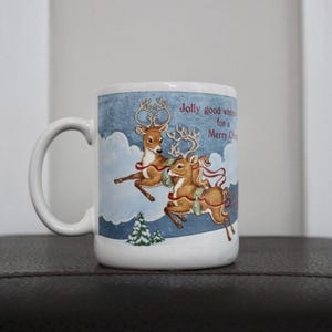 1986 Hallmark Keepsake Christmas Mug With Santa & Reindeer