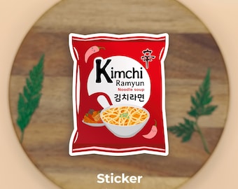 Pegatinas de ramen kimchi coreano - para fans de K-dramas y K-pop / Diseño Akinno