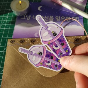 Pegatinas de té de burbujas galáctico coreano - para fans del K-pop y los K-dramas / Diseño Akinno imagen 3