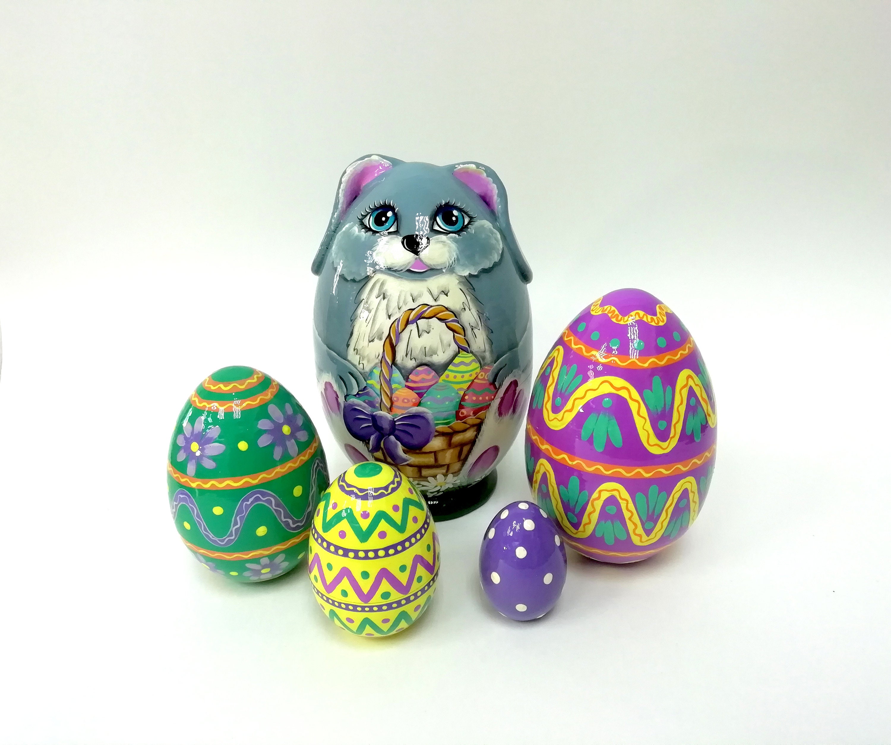 Easter Nesting Dolls Easter Bunny Wooden Easter Eggs Etsy
