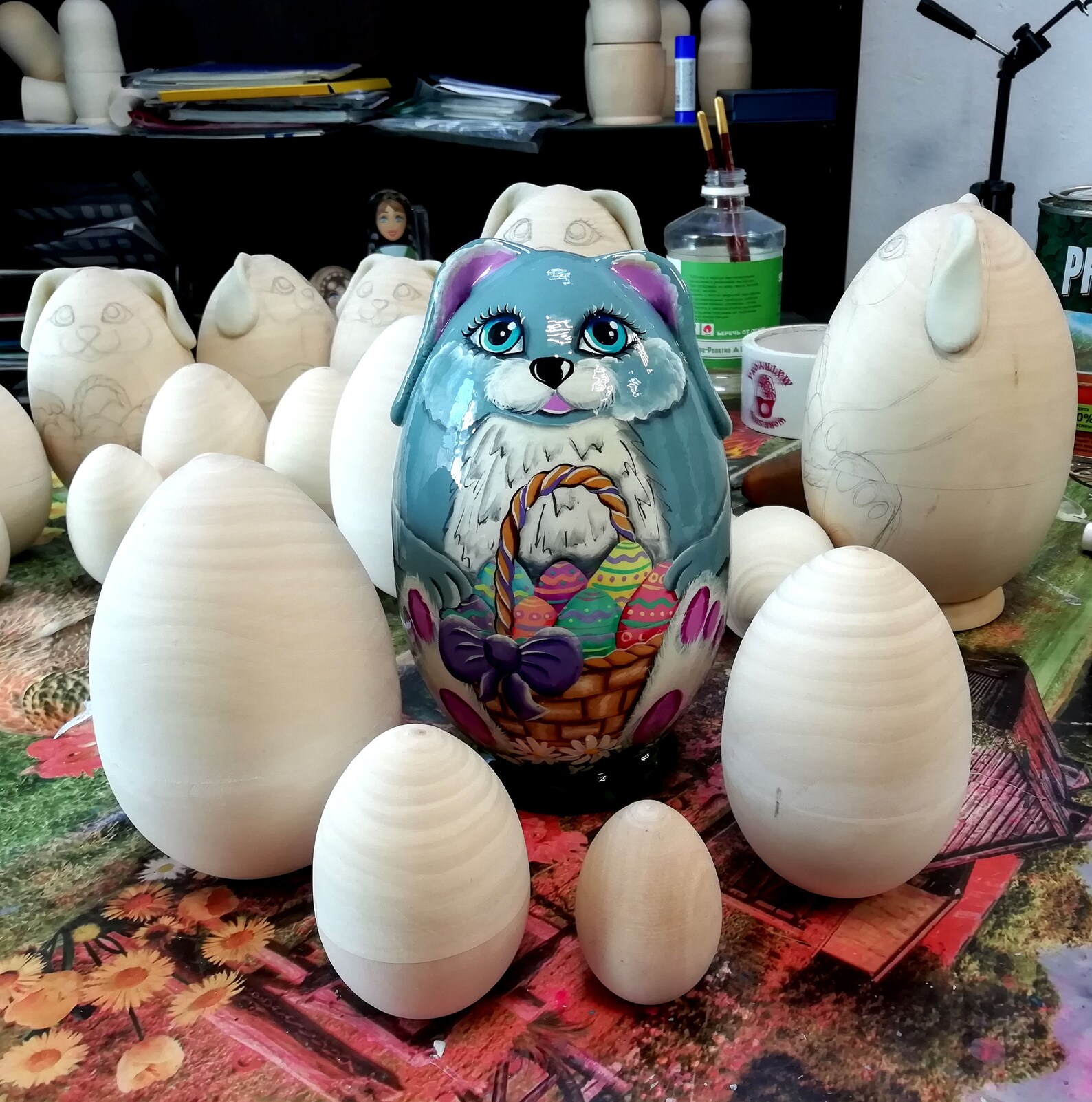 Easter Nesting Dolls Easter Bunny Wooden Easter Eggs Etsy