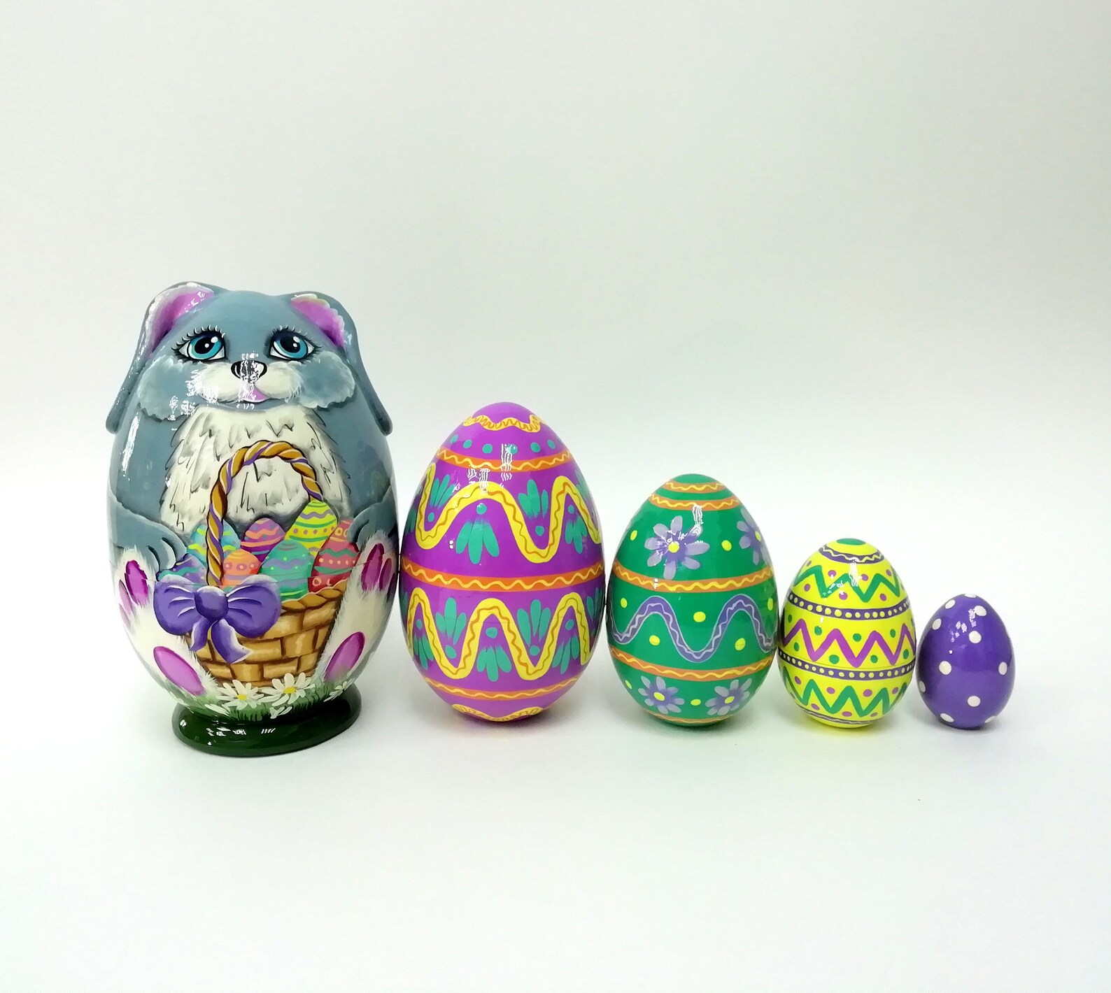 Easter Nesting Dolls Easter Bunny Wooden Easter Eggs Etsy