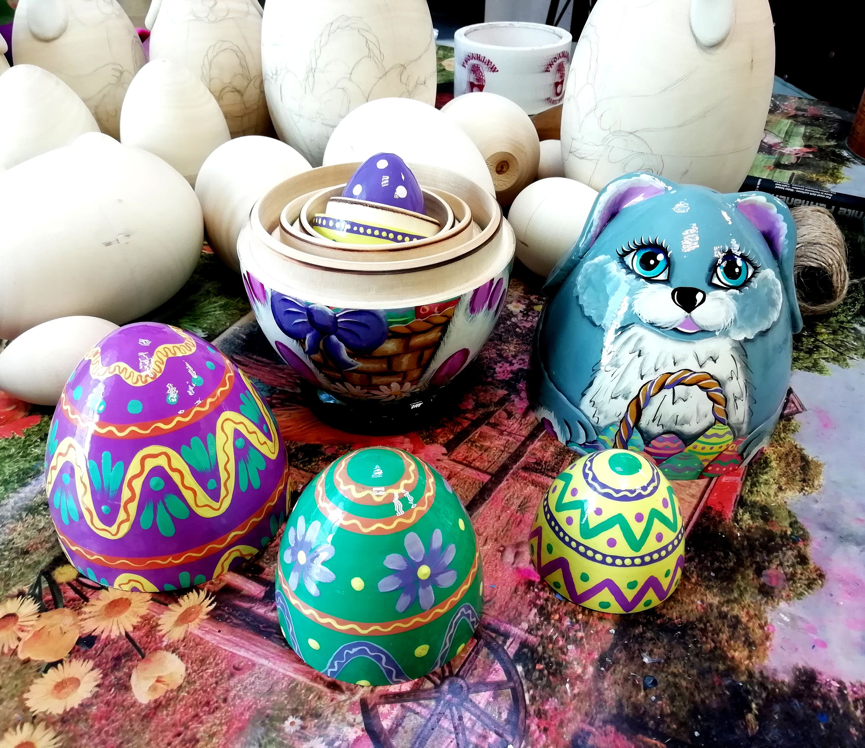 Easter Nesting Dolls Easter Bunny Wooden Easter Eggs Etsy