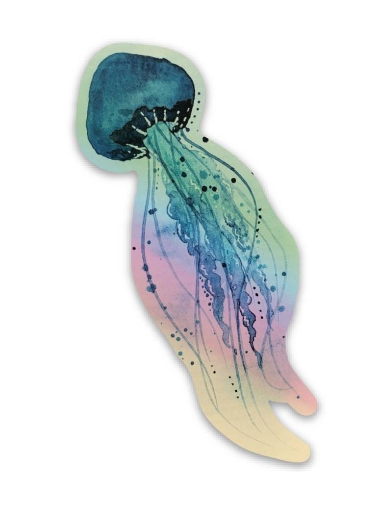Metallic and Neon Watercolor Jellyfish on Hand Painted Black Watercolor  Paper 8x10, Under the Sea Watercolor, Original Watercolor Artwork 