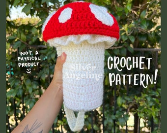 PATTERN - Mushroom Water Bottle Holder Pouch Crochet Pattern PDF