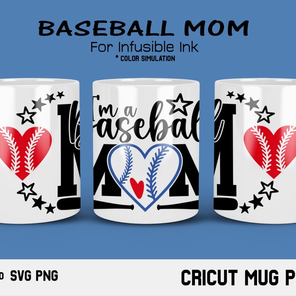 Cricut mug press svg Design pour feuille d’encre infusible, Baseball Mom Svg, Love baseball svg, Baseball Mama SVG, maman svg, baseball, Pour Cricut