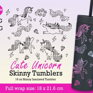 Cute Unicorn Strata Svg full wrap for Skinny Tumblers 16oz, Unicorn svg, Rainbow Unicorn, Instant Download ,SVG Files for Cricut