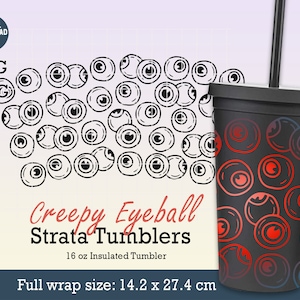 Creepy Eyeball Svg full wrap for Strata Tumblers 16 oz, Evil eyes svg, Horror Halloween, evil eyeball svg, Eyeball halloween svg, SVG l PNG