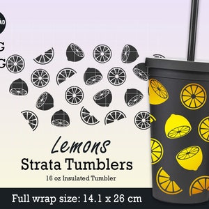 lemons Strata Svg full wrap for Strata cup 16oz, Lemon svg, Fruit Lemon summer Fresh, Summer Lemonade Svg, Files download for Cricut