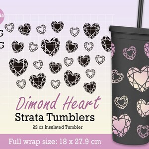 Dimond Heart Strata Svg, full wrap for Strata cup 22oz, Diamond svg, Jewelry shining svg, Instant download digital file for Cricut