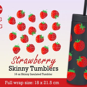 Strawberry Strata Svg full wrap for Skinny Tumblers 16oz, Strawberry svg, Strawberry Cut File, Instant download File for Cricut