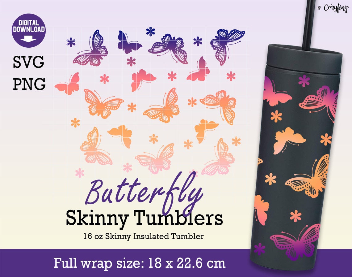 Download Butterfly and Floral Strata Svg full wrap for Skinny ...