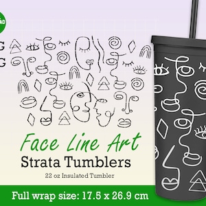 Face Line Art Strata Svg full wrap for Strata cup 22oz, face line art svg, abstract face svg, Digital download, File for Cricut