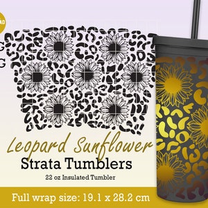 Leopard Sunflower Svg full wrap for Strata cup 22oz, Sunflower SVG, Cheetah Print SVG, Leopard Print svg, Digital download, File for Cricut