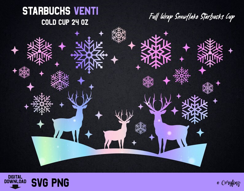 Full Wrap Snowflake Starbucks Cup Svg Christmas Starbucks | Etsy