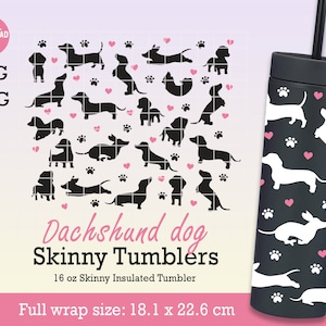 Chien teckel Strata Svg full wrap pour les gobelets maigres 16oz, Chien teckel svg, Daschund svg, Chien maman svg, Dog lover svg, Fichiers pour Cricut