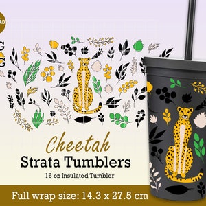 Cheetah leopard Svg pełne opakowanie na kubki Strata Tumblers 16oz, zwierzęcy nadruk SVG, gepard SVG, lampart SVG, kubek w kształcie lamparta SVG, plik dla Cricut SVG PNG