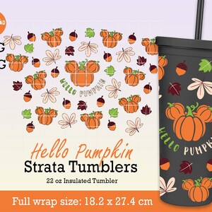Hello Pumpkin Svg full wrap for Strata cup 22oz, Pumpkin Mouse svg, pumpkin svg, hello autumn Svg, autumn fall svg, for Cricut SVG PNG File