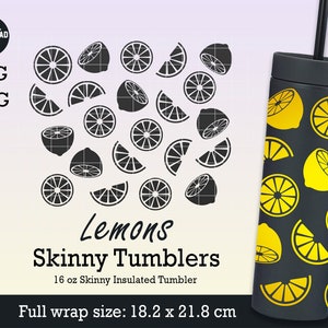 Lemons Strata Svg full wrap for Skinny Tumblers 16oz, Fruit Lemon summer Fresh, Lemon svg, Summer Lemonade Svg, Files download for Cricut