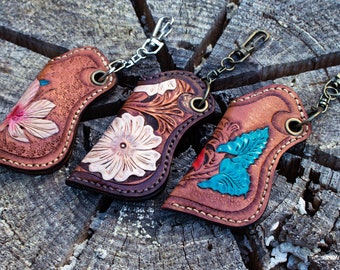 Handmade Leather Carving Lighter Case,Hand tooled Lighter Case,Personalized Lighter cover,Western & cowboy lighter case,Lighter Case Keyring