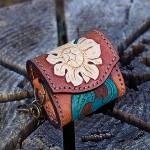 Hand Tooled Leather AirPod Pro Case: Floral Carved Cover
